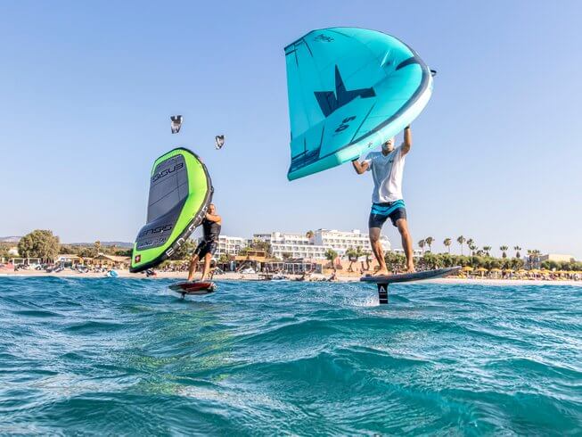 Wing Foiling in Theologos, Rhodes, Greece